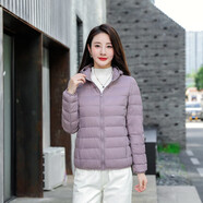 MONTAGUT輕奢2025秋冬韓版大碼修身絨服女短款連帽外套 暗紫色 S