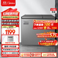 美的（Midea）210升雙溫雙箱家商兩用冰柜大冷凍小冷藏臥式節能低音冷柜小型冰箱BCD-210DKEM(E)鈦鋼灰國家補貼