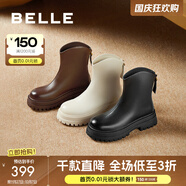百麗（Belle）休閑舒適彈力靴女時尚顯瘦短靴B2117DZ4 黑色 39 (245mm)