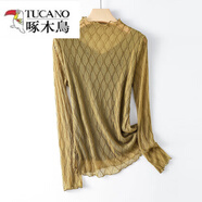 啄木鳥(niǎo)（TUCANO）蕾絲打底衫女春秋2025新款時(shí)尚洋氣外穿百搭長(zhǎng)袖內(nèi)搭網(wǎng)衫T恤上衣 綠色 L