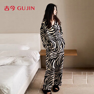 古今（GUJIN）純棉拉架睡衣女生士秋冬春家居服可外穿開(kāi)衫睡褲大碼休閑套裝L