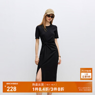 ONLY夏季時(shí)尚休閑長(zhǎng)款開(kāi)叉收腰顯瘦連衣裙女|124261004 H1Z 黑色 S