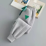 G.duck男女童加絨加厚褲子秋冬款外穿一體絨休閑褲兒童寶寶冬裝運動(dòng)厚棉 三角標衛褲[春秋]灰色腰繩顏色隨 120 (身高110-115cm左右)