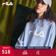 斐樂(lè)（FILA）官方多彩衛(wèi)衣長(zhǎng)袖情侶裝寬松時(shí)尚運(yùn)動(dòng)連帽套頭衫男女上衣印花 （加絨）純真藍(lán)-LB M 170/92A