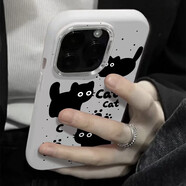華為適用華為OPPO榮耀vivo一加日韓ins小黑貓手機(jī)保護(hù)殼iPhone16proma 鏡框小胖妞-淺白-PX152小黑貓第 華為nova9Pro