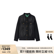 VETEMENTS復(fù)古做舊風(fēng) 秋冬款立體壓花LOGO高端休閑牛仔夾克潮流痞帥外套 黑色 M