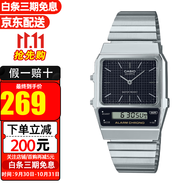 卡西歐(Casio)小方表1989復古F91系列學(xué)生防水石英表 AQ-800E-1A