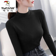 啄木鳥(niǎo)羊毛衫女加厚毛衣長(cháng)袖2025秋冬新款打底衫洋氣顯瘦半高領(lǐng)針織衫套 黑色【長(cháng)/袖】 M 建議【96-105斤】