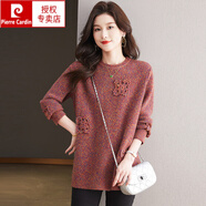 皮爾卡丹秋冬季加厚毛衣女中長(cháng)款時(shí)髦寬松羊毛針織打底衫加肥加大碼羊絨衫 紅色 3XL 建議145-155斤