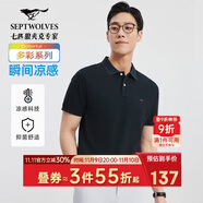 七匹狼短袖T恤男士T恤時(shí)尚中青年翻領(lǐng)商務(wù)休閑小狼標(biāo)刺繡Polo男裝