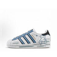 阿迪達(dá)斯 （adidas）球鞋定制Adidas Superstar三葉草涂鴉手繪低幫男女款運(yùn)動(dòng)休閑 水墨藍(lán)哭泣小熊 玩家專屬定制 35.5 支持鑒定 假一賠三