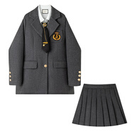 小紅書(shū)爆款過(guò)年戰袍穿搭套裝2025學(xué)院風(fēng)套裝秋冬JK制服英倫風(fēng)搭配 灰色秋冬加厚 S 均碼