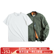 馬登工裝美式空中MA1飛行員夾克軍事風短款外套復古棒球服男潮秋上衣 綠夾克+300G米白短t組合 3XL