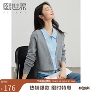熙世界（sllsky）假兩件撞色POLO領(lǐng)針織衫長(zhǎng)袖設(shè)計(jì)獨(dú)特上衣2025春季新款 花灰色 2XL