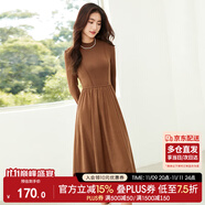 尚都比拉秋冬復(fù)古氣質(zhì)女神范打底針織連衣裙中長款顯瘦a字裙 板栗棕 L 