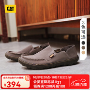 CAT卡特休閑皮鞋男鞋25新品一腳蹬薄皮輕量涼爽舒適通勤船鞋 深灰色 39