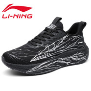 李寧（LI-NING）跑步鞋男2025新款網(wǎng)面輕便透氣休閑鞋爆米花碳板防滑減震跑鞋 6818黑銀色/網(wǎng)面 44