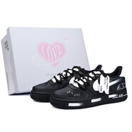 NIKE【定制球鞋】Nike Air Force 1 書(shū)寫(xiě)告白 禮盒 解構(gòu) 高街風(fēng) 經(jīng)典 黑白(情人節(jié)禮盒) 35.5