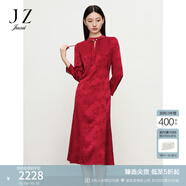 玖姿（JUZUI）商場(chǎng)同款新中式改良旗袍連衣裙女裝2024秋季JWEQ50058 花大紅 S