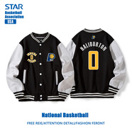 青少年美式訓練步行者哈利伯頓籃球運動(dòng)夾克男外套長(cháng)袖棒球服秋季 哈利伯頓0(棒球服)黑色灰袖 3XL