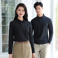 鑫凱蒙長(cháng)袖Polo衫定制印logo秋冬t恤企業(yè)商務(wù)團體4s店銷(xiāo)售工作服工裝男 【NSCX8099】黑色 2XL
