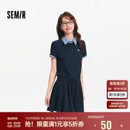 森馬（Semir）連衣裙女拼接格子假兩件學(xué)院風(fēng)2025夏季收腰polo裙107425114001
