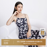 迪賽尼斯（DESIGNICE）秋季新款高級感通勤吊帶長裙開叉無袖高腰連衣裙 花色 S
