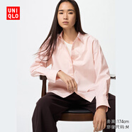 優(yōu)衣庫女裝全棉條紋襯衫/長袖襯衣空調(diào)衫薄外套25秋冬新款479079 10 水粉色 XL /165/92A