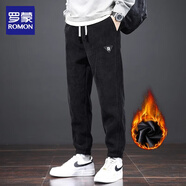 羅蒙休閑褲男秋冬款2025新款秋冬衛褲運動(dòng)燈芯絨加厚加絨褲子男士冬季 2366黑色加絨 XL