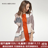 瑪麗亞·古琦（MARJA KURKI）羊毛圍巾女冬季 禮盒裝保暖披肩圍巾兩用 千鳥(niǎo)格圍脖女禮物 棕/灰