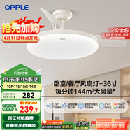 歐普（OPPLE）風(fēng)扇燈吊扇燈24瓦LED照明低噪音餐廳臥室吊燈燈具包安裝 冰風(fēng)白