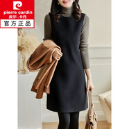 皮爾卡丹（pierre cardin）毛呢背心連衣裙馬甲女2025秋冬新款加厚設計款高端氣質(zhì)a字連衣裙 黑色單件馬甲裙 XL 121-132斤