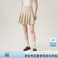 范思藍(lán)恩學(xué)院風(fēng)a字高腰半身裙女春裝2024新款百褶裙短裙24FS11141 象牙奶油 M