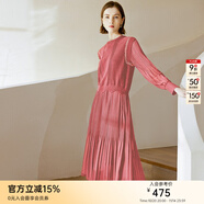 顏域黑色連衣裙春冬季女裝2025年新款顯瘦連身裙針織假兩件百褶裙 粉色（加厚） L/40