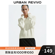 UR冬季新款女裝慵懶風(fēng)氣質(zhì)系帶Polo領(lǐng)針織衫UYL940067 米白 L