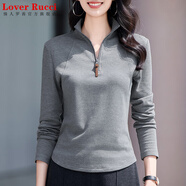LOVER RUCCI半拉鏈德絨打底衫女秋冬2025新款粉色百搭半高領(lǐng)內搭加絨上衣衛衣 灰色 3XL