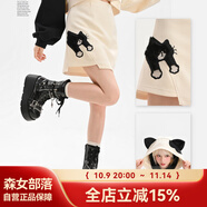森女部落原創(chuàng)甜美風(fēng)貓咪圖案包臀裙半身裙女2025春季新款女裝 半身裙（單件） 單件 S