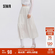 森馬半身裙女寬松A字白色長裙25春季肌理垂感蛋糕裙109125120002