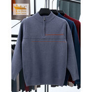 金盾男士中年新款內搭加厚拉煉毛衣爸爸裝打底衫羊毛衫2025新款 中灰 M M