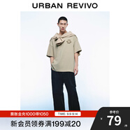 UR【明星同款】2025夏季新款男裝休閑立體圖案短袖T恤UMM450044 卡其 M