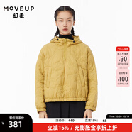 MOVEUP幻走2022冬季新款.FUN系列連帽趣味繡花設(shè)計師短款棉外套女 杏黃 S