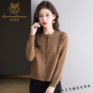 鹿王戀雪短款針織開衫女新款秋冬羊毛外搭寬松圓領(lǐng)小個子上衣高腰毛衣外套 駝色 S