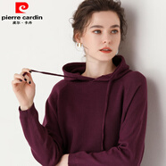 皮爾卡丹秋冬2025新款線連帽套頭針織衫女長袖線衣短款寬松休閑帽衫上衣 紫色 M
