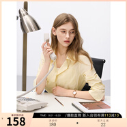 三彩2025秋款職場通勤百搭OL襯衫中長寬松長袖襯衣開衫Z 鵝黃 XL 170/92A