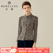 MORELINE【商場(chǎng)同款】沐蘭秋秋季冬小碎花清新翻領(lǐng)印花襯衫明星同款 圖片色 44