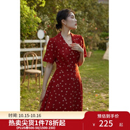 獨束大碼女裝法式小翻領連衣裙女夏季新款遮肉顯瘦雪紡裙子 紅色(dy) L （尺碼：2）