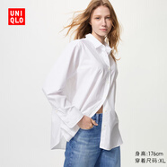 優(yōu)衣庫女裝全棉襯衫/長袖襯衣薄外套通勤長絨棉新款479078 00 白色 S /155/80A