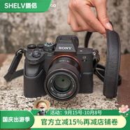 攝侶索尼a7m4zve10保護套ZV1二代相機包a7c2zv1fa6700相機套真皮底座包A7C保護殼a7s3皮套a7r4配件 A7M4/A7R5經(jīng)典黑真皮保護套+墊肩牛皮肩帶