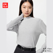 優(yōu)衣庫女裝羅紋條紋高領(lǐng)T恤/長(cháng)袖小高領(lǐng)內搭25秋冬新款481026 00 白色 M /160/84A