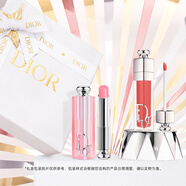 迪奧DIOR煥彩豐盈禮盒(潤唇膏001+豐唇蜜 018)口紅套裝生日禮物送女友